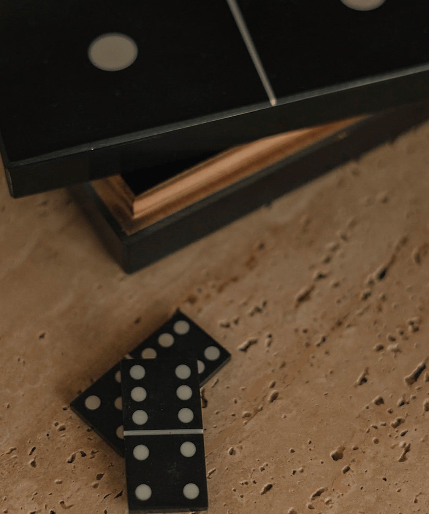 Dominoes Box, Black with White Dots - Stephenson House