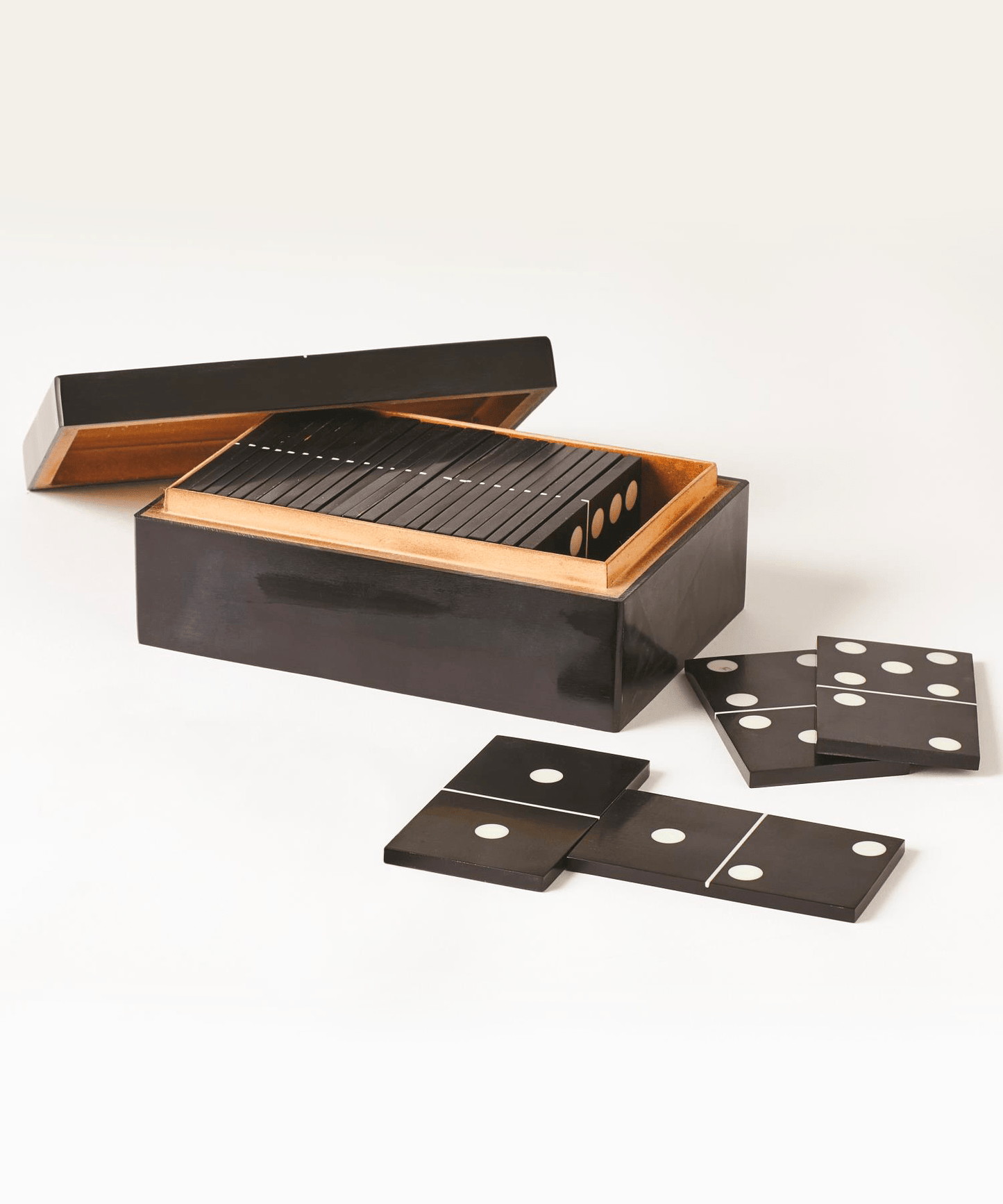 Dominoes Box, Black with White Dots - Stephenson House