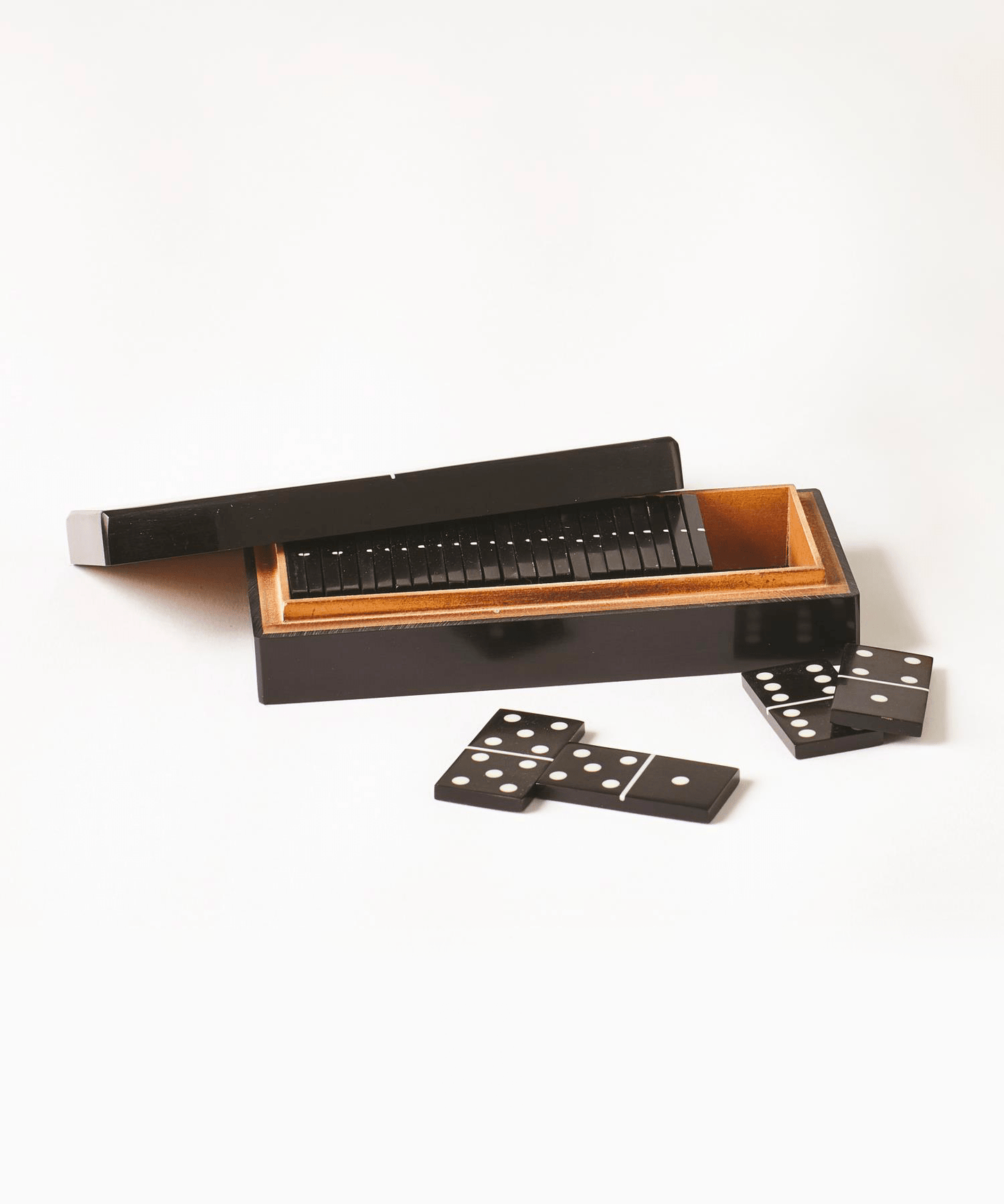 Dominoes Box, Black with White Dots - Stephenson House