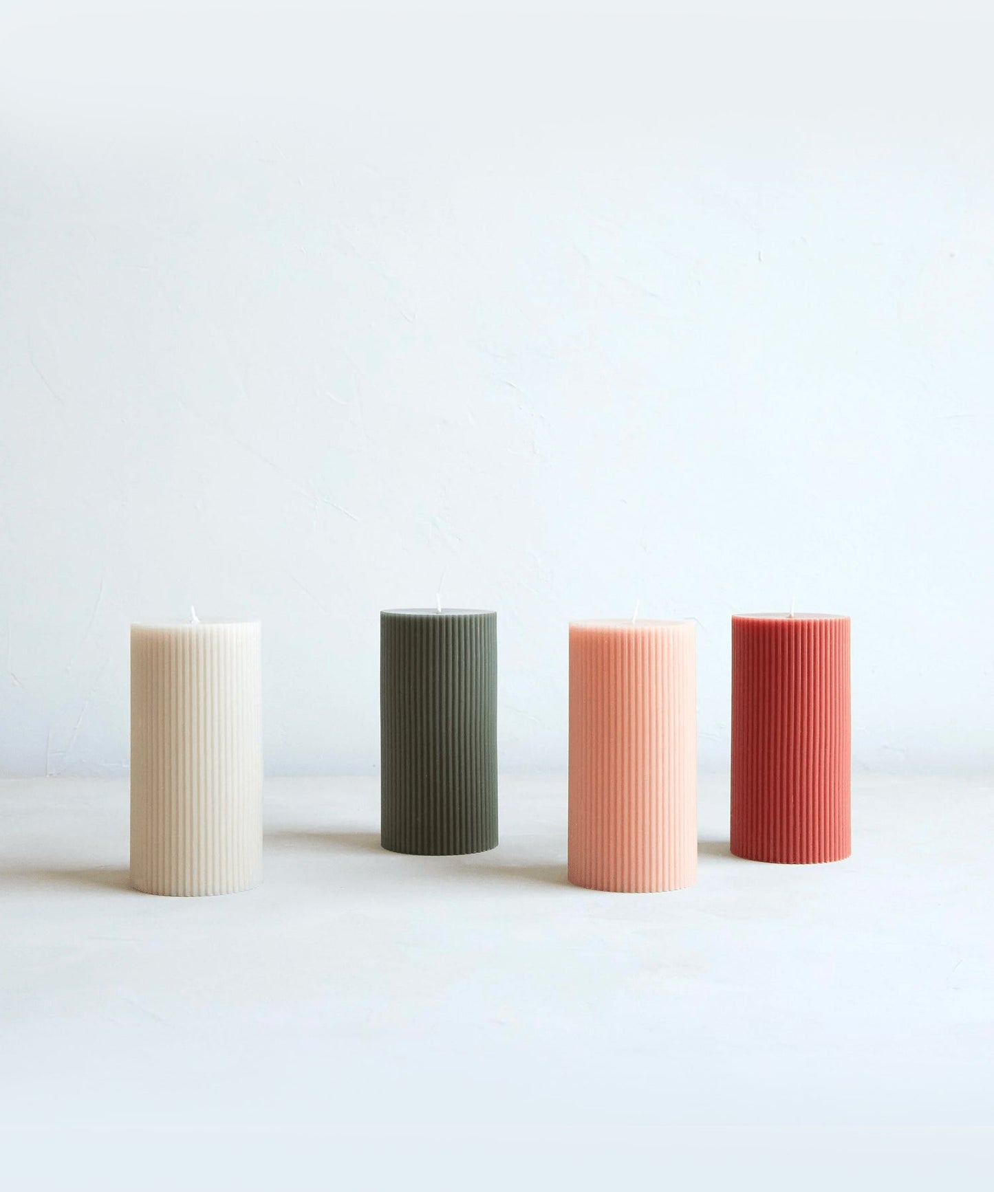 Ribbed Pillar Candle, Parchment - Stephenson House