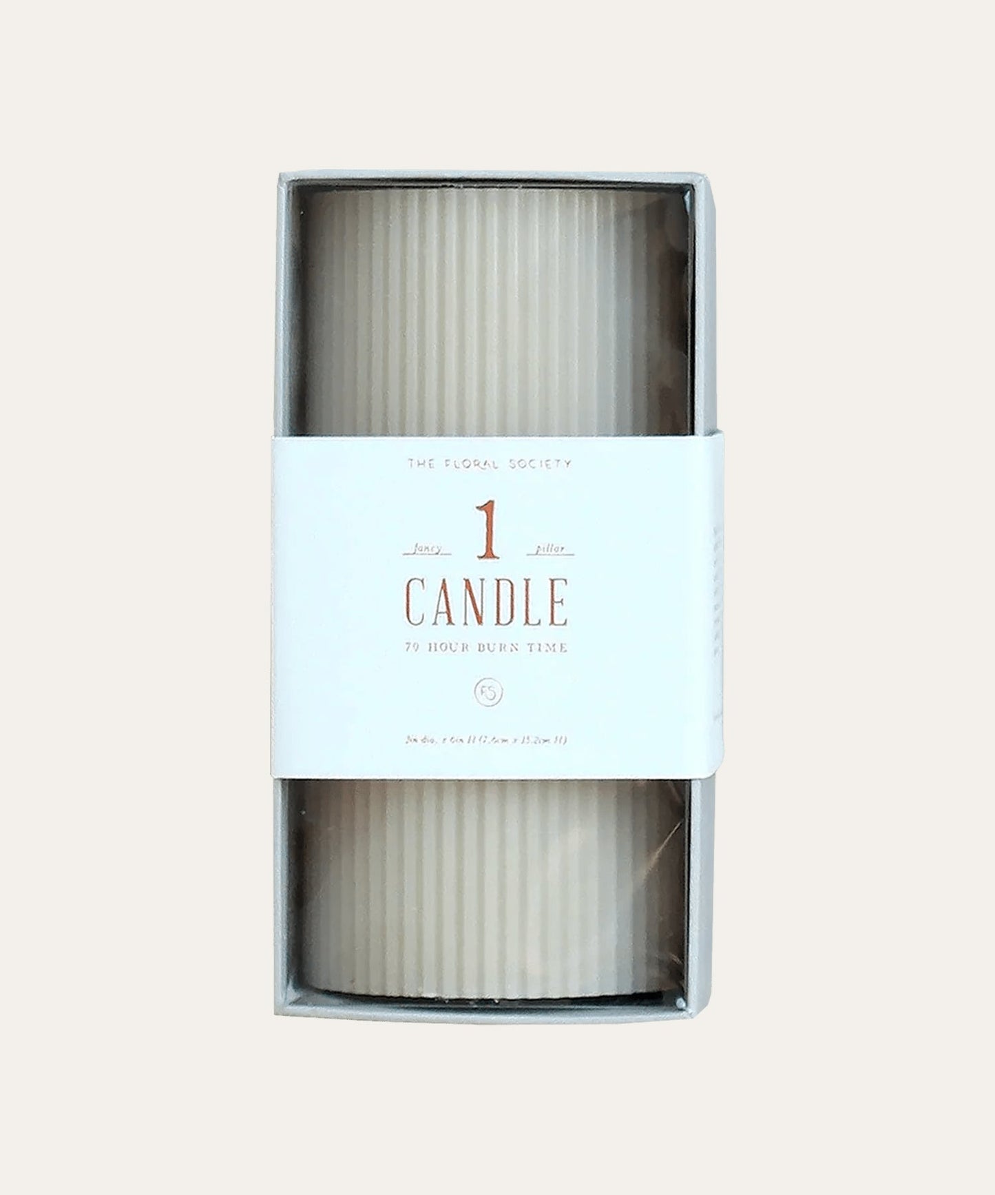 Ribbed Pillar Candle, Parchment - Stephenson House