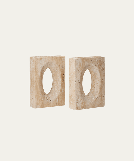 Demi Bookends, Travertine - Stephenson House