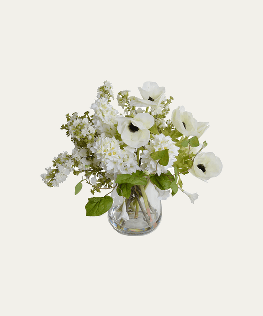 White Lilac, Hyacinth, Anemone & Vines Arrangement - Stephenson House