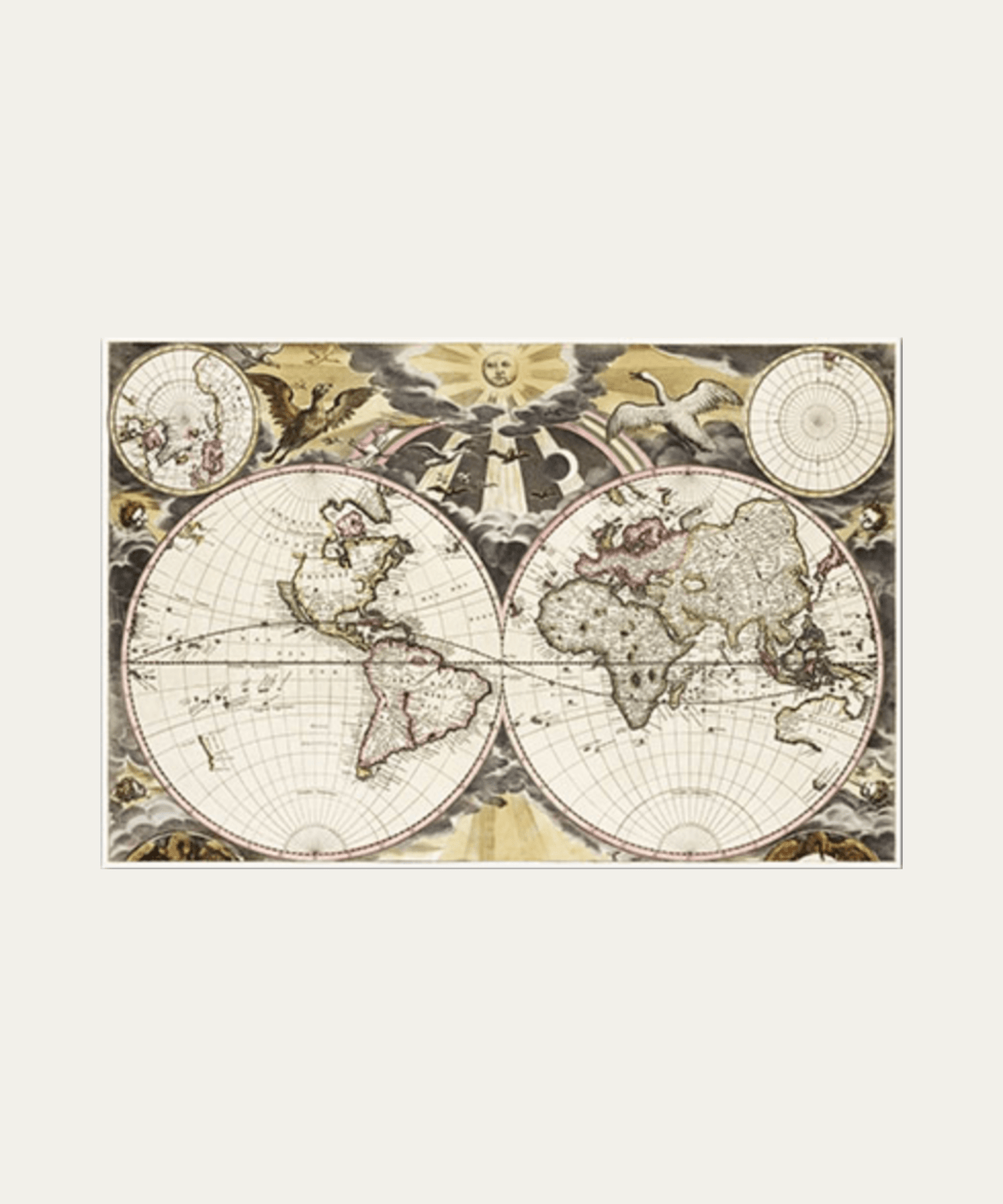 17th C. World Map, Print - Stephenson House