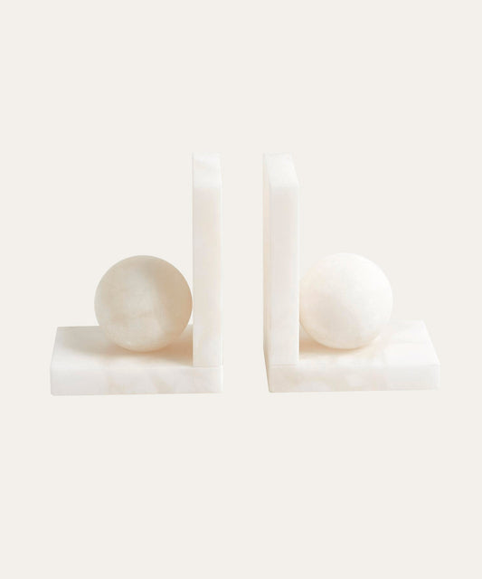 Alabaster Ball Bookends - Stephenson House