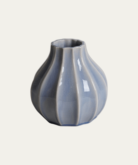 Antiqued Blue Vase, Wide - Stephenson House