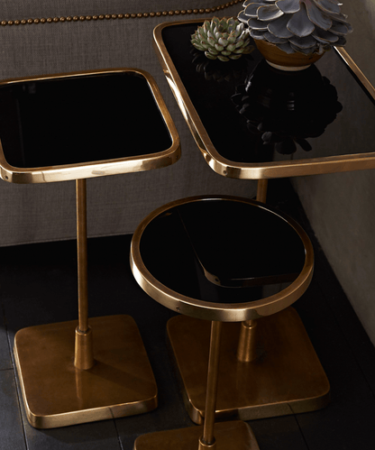Black Glass & Brass Accent Table - Stephenson House