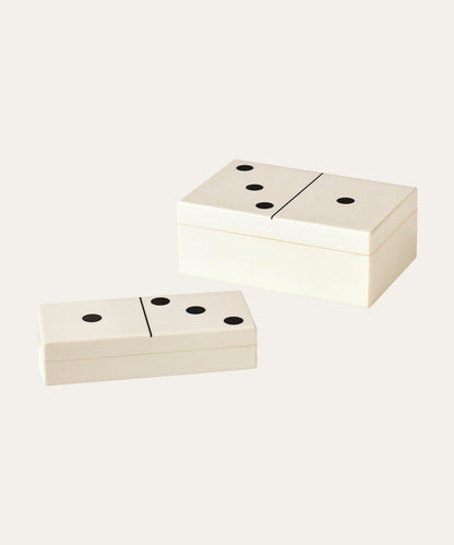 Dominoes Box, White with Black Dots - Stephenson House