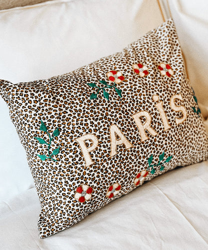 Embroidered Cushion, Paris Leopard - Stephenson House