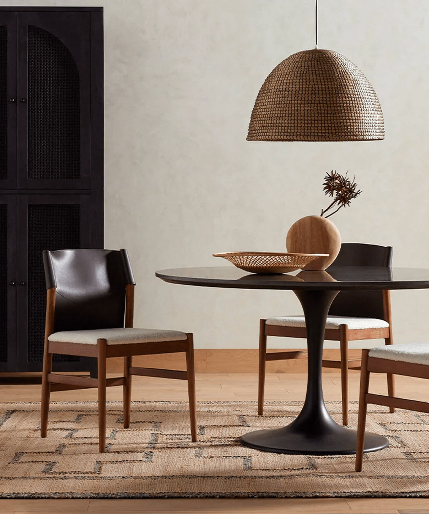 Leather & Boucle Dining Chair - Stephenson House