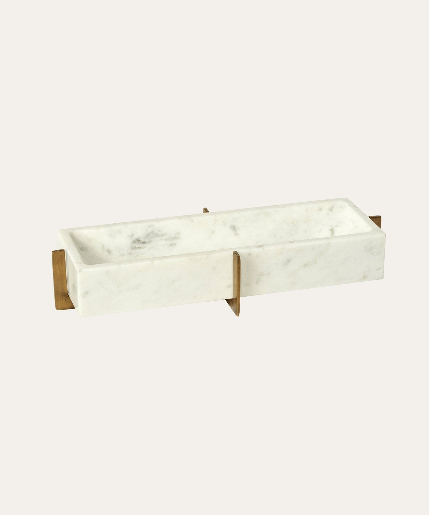 Nairobi White Marble Tray on Gold Metal Base - Stephenson House