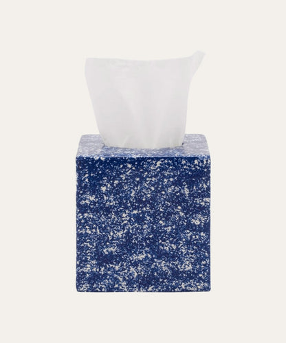 Speckled Stoneware Tissue Box, Blue - Stephenson House