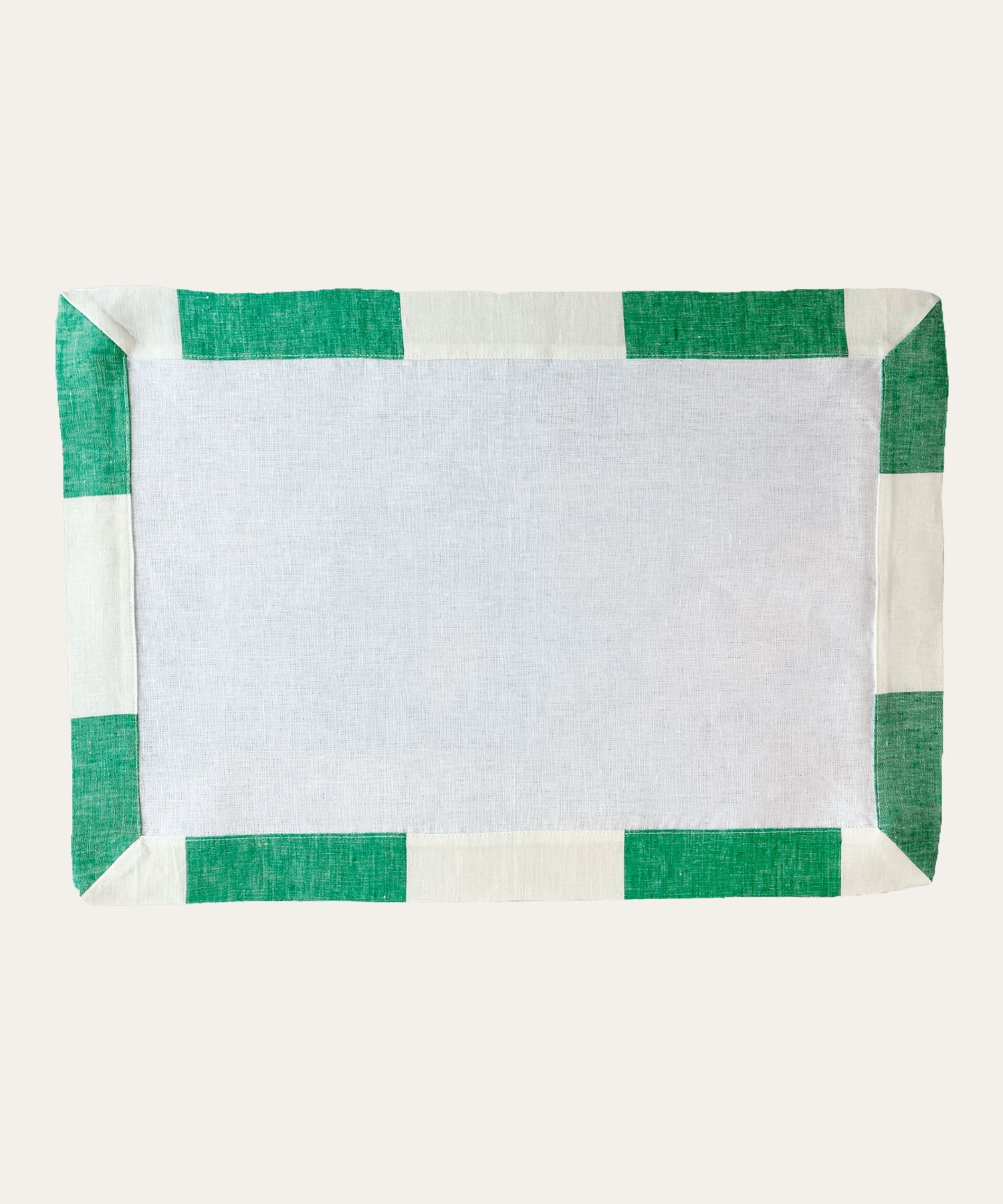 Wide Border Placemat, White & Green - Stephenson House